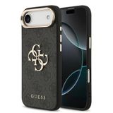 Guess İphone 17 Air Kılıf Lisanslı Gold Metal Kamera Çerçeve Metal Büyük 4G Yazı Logolu Kapak Siyah