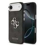 Guess İphone 17 Air Kılıf Lisanslı Gümüş Kamera Çerçeveli 4G Desenli Büyük 4G Ve Yazı Logolu Siyah