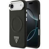 Guess İphone 17 Air Kılıf Lisanslı M-Safeli Pu Deri Metal Kamera Çerçeveli Üçgen Logolu Siyah