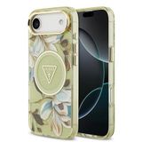 Guess İphone 17 Air Kılıf Lisanslı M-Safeli Simli Çiçek Desenli Metal Kamera Çerçeveli Kapak Yeşil
