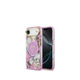 Guess iPhone 17 Air Simli Çiçek Desenli Metal Kamera Çerçeveli Magsafe Uyumlu Mor Telefon Kılıfı