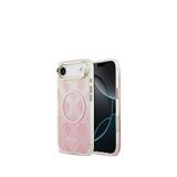 Guess iPhone 17 Air Simli Peony Desenli Magsafe Uyumlu Pembe Telefon Kılıfı
