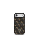 Guess iPhone 17 Air Siyah 4G Desenli PU Deri Üçgen Logolu Telefon Kılıfı