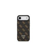 Guess iPhone 17 Air Siyah 4G Desenli PU Deri Üçgen Logolu Telefon Kılıfı