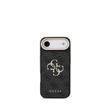 Guess iPhone 17 Air Siyah Büyük 4G Metal Logolu Kalın Askılı Telefon Kılıfı