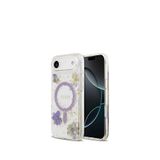 Guess iPhone 17 Air Transparan Resin Flowers Magsafe Uyumlu Mor Telefon Kılıfı