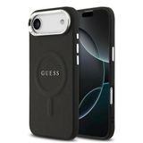 Guess İphone 17 Air Uyumlu Kılıf Lisanslı M-Safe Özellikli Klasik Yazı Logolu Pu Deri Kapak Siyah