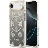 Guess İphone 17 Air Uyumlu Kılıf Lisanslı M-Safe Özellikli Simli Peony Desenli Silikon Kapak Siyah