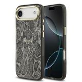 Guess İphone 17 Air Uyumlu Kılıf Lisanslı M-Safe Özellikli Yazı Logolu Python Desenli Kapak Siyah