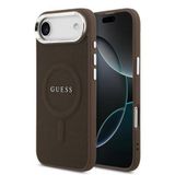 Guess İphone 17 Air Uyumlu Kılıf Lisanslı M-Safeli Klasik Yazı Logolu Pu Deri Kapak Kahverengi