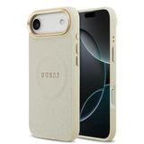 Guess İphone 17 Air Uyumlu Kılıf Lisanslı M-Safeli Sıcak Baskı Yazı Logolu Pu Deri Peony Kapak Bej