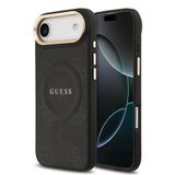 Guess İphone 17 Air Uyumlu Kılıf Lisanslı M-Safeli Sıcak Baskılı Yazı Logolu Pu Deri Peony Siyah