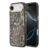 Guess İphone 17 Air Uyumlu Kılıf Lisanslı M-Safeli Yazı Logolu Python Desenli Kapak Kahverengi