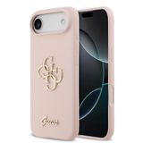 Guess İphone 17 Air Uyumlu Kılıf Orjinal Lisanslı Grained Yazı Logolu Kapak Pembe