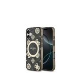 Guess iPhone 17 IML Peony 4G Desenli Siyah Klasik Logolu Magsafe Uyumlu Telefon Kılıfı