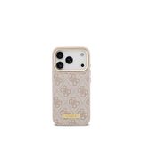 Guess iPhone 17 Pro 4G Serisi Metal Plakalı Klasik Logolu Magsafe Uyumlu Pembe Telefon Kılıfı