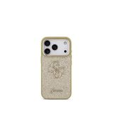 Guess iPhone 17 Pro Altın 4G Glitter Büyük Metal Kamera Çerçeveli Magsafe Uyumlu Gold Telefon Kılıfı