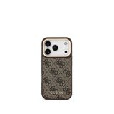 Guess iPhone 17 Pro Askılı 4G Logolu Kartlıklı Kahverengi Magsafe Uyumlu Telefon Kılıfı