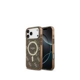 Guess iPhone 17 Pro IML Baskılı 4G Desenli Klasik Logolu Kahverengi Magsafe Uyumlu Telefon Kılıfı