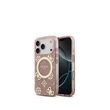 Guess iPhone 17 Pro IML Peony 4G Desenli Klasik Logolu Magsafe Pembe Uyumlu Telefon Kılıfı