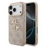 Guess İphone 17 Pro Kılıf Lisanslı Gold Kamera Çerçeveli 4G Desenli Büyük 4G Ve Yazı Logolu Pembe