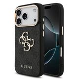 Guess İphone 17 Pro Kılıf Lisanslı Gold Kamera Çerçeveli 4G Desenli Büyük 4G Ve Yazı Logolu Siyah