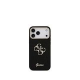 Guess iPhone 17 Pro Max 4G Glitter Büyük Metal Kamera Çerçeveli Magsafe Siyah Uyumlu Telefon Kılıfı