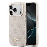 Guess iPhone 17 Pro Max Kılıf Lisanslı M-safe Özellikli Script Yazı Logolu 4G Desenli Kapak Pembe