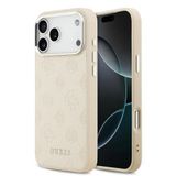Guess İphone 17 Pro Max Kılıf Lisanslı M-Safeli Sıcak Baskılı Klasik Yazı Logolu Pu Deri Peony Bej