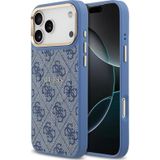 Guess İphone 17 Pro Max Kılıf M-Safe Şarjlı Gold Kamera Çerçeve Pu Deri Yazı Logolu Kahverengi Mavi