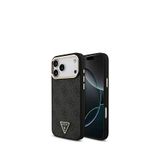 Guess iPhone 17 Pro Max Taşlı Üçgen Logolu 4G Desenli Magsafe Siyah Uyumlu Telefon Kılıfı