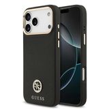 Guess İphone 17 Pro Max Uyumlu Kılıf Lisanslı M-Safeli Grained Yazı Ve Taşlı 4G Logolu Kapak Siyah