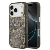 Guess İphone 17 Pro Max Uyumlu Kılıf Lisanslı M-Safeli Yazı Logolu Python Desenli Kapak Kahverengi