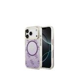 Guess iPhone 17 Pro Mor 4G Desenli Simli Silikon Magsafe Uyumlu Telefon Kılıfı