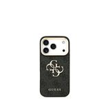 Guess iPhone 17 Pro Siyah Büyük 4G Metal Logolu Kalın Askılı Telefon Kılıfı