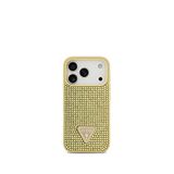 Guess iPhone 17 Pro Taşlı Üçgen Logolu Gold Altın Telefon Kılıfı