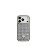 Guess iPhone 17 Pro Taşlı Üçgen Logolu Gümüş Gri Telefon Kılıfı
