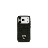 Guess iPhone 17 Pro Taşlı Üçgen Logolu Siyah Telefon Kılıfı