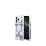 Guess Iphone 17 Pro Transparan Resin Flowers Magsafe Uyumlu Telefon Kılıfı - Mor