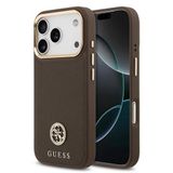Guess İphone 17 Pro Uyumlu Kılıf Lisanslı M-Safeli Grained Yazı Ve Taşlı 4G Logolu Kapak Kahverengi