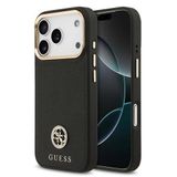 Guess İphone 17 Pro Uyumlu Kılıf Lisanslı M-Safeli Grained Yazı Ve Taşlı 4G Logolu Kapak Siyah