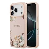Guess İphone 17 Pro Uyumlu Kılıf Lisanslı M-Safeli Taneli Çiçek Tasarımlı Metal Yazı Logolu Pembe