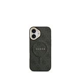 Guess iPhone 17 Siyah 4G Desenli PU Deri Gold Logolu Magsafe Uyumlu Telefon Kılıfı
