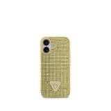 Guess iPhone 17 Taşlı Üçgen Logolu Gold Altın Telefon Kılıfı