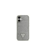 Guess iPhone 17 Taşlı Üçgen Logolu Gümüş Gri Telefon Kılıfı