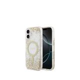 Guess iPhone 17 Transparan Resin Bottom Magsafe Uyumlu Altın Telefon Kılıfı