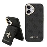 Guess İphone 17 Uyumlu Kılıf Lisanslı M-Safe Özellikli 4G Metal Büyük Logolu Kartlıklı Kapak Siyah