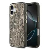 Guess İphone 17 Uyumlu Kılıf Lisanslı M-Safe Özellikli Yazı Logolu Python Desenli Kapak Kahverengi