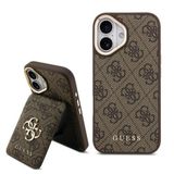 Guess İphone 17 Uyumlu Kılıf Lisanslı M-Safeli 4G Metal Büyük Logolu Kartlıklı Kapak Kahverengi