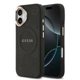 Guess İphone 17 Uyumlu Kılıf Lisanslı M-Safeli Sıcak Baskılı Yazı Logolu Pu Deri Peony Kapak Siyah